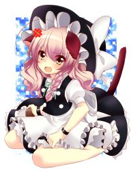 Rule 34 | 1girl, alternate hair color, anger vein, animal ears, apron, bad id, bad pixiv id, blush, bow, braid, cat ears, cat girl, cat tail, fang, female focus, haruta (806060), hat, hat bow, highres, kirisame marisa, open mouth, pink hair, puffy sleeves, short sleeves, side braid, single braid, solo, tail, touhou, witch hat, yellow eyes