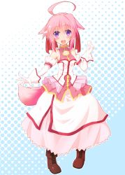 Rule 34 | 10s, 1girl, animal ears, blush, bow, detached sleeves, dog days, dog ears, dog girl, dog tail, dress, gloves, hair bow, hair ribbon, highres, long dress, long hair, long skirt, looking at viewer, miiyon, millhiore f. biscotti, open mouth, pink dress, pink hair, purple eyes, ribbon, skirt, smile, solo, tail