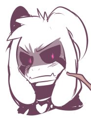 Rule 34 | animated, animated gif, asriel dreemurr, monochrome, aged up, solo, spot color, tagme, undertale, white background
