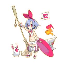 Rule 34 | &gt;:&lt;, 1girl, :&lt;, blue hair, blush, broom, closed mouth, cosplay, creature, disgaea, fire, full body, hair between eyes, hairband, harada takehito, hat, holding, holding clothes, holding hat, majo to hyakkihei, metallica (majo to hyakkihei), metallica (majo to hyakkihei) (cosplay), navel, original, pleinair, pointy ears, rabbit, red eyes, revision, short hair, simple background, smile, solo, standing, stuffed animal, stuffed rabbit, stuffed toy, unworn hat, unworn headwear, usagi-san, v-shaped eyebrows, white background, witch hat