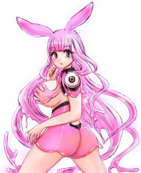 Rule 34 | 1girl, animal ears, ass, bare arms, breasts, chemaru (a8l), cowboy shot, fingernails, grey eyes, large breasts, legs apart, long hair, looking at viewer, melona (queen&#039;s blade), melona (queen's blade), nail polish, pink hair, pink skirt, prehensile hair, protean assassin melona, queen&#039;s blade, rabbit ears, red nails, revealing clothes, see-through, shiny skin, skirt, solo, symbol-shaped pupils, white background