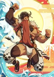 Rule 34 | 1boy, abs, animal ears, animal print, arm tattoo, arm up, armpits, bara, bare pectorals, biceps, blush, body hair, brown hair, bulge, chest hair, chinese zodiac, clothes lift, cow boy, cow ears, cow horns, cow print, cow tail, crotchless, crotchless pants, cum, cum in clothes, cum through clothes, detached sleeves, facial hair, full body, fundoshi, goatee, happy new year, highres, horns, japanese clothes, jumping, large pectorals, male focus, male underwear, muscular, muscular male, new year, nipple piercing, nipples, original, pants, pectorals, pelvic curtain, pelvic curtain lift, piercing, precum, precum through clothes, short hair, smile, solo, stomach, tail, tattoo, thick thighs, thighhighs, thighs, translation request, underwear, white male underwear, year of the ox, zifu