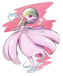 Rule 34 | 1girl, absurdres, artist name, creatures (company), cup, drink, flower, full body, game freak, gardevoir, gen 3 pokemon, green hair, highres, looking back, nintendo, open mouth, pink background, pokemon, pokemon (creature), pokemon rse, pokkiu, red eyes, short hair, smile, solo, teacup, transparent background, water