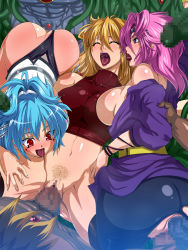 Rule 34 | 3girls, alfimi, anal, anus, ass, banpresto, blonde hair, blue eyes, blue hair, blush, breasts, censored, doggystyle, covered erect nipples, excellen browning, closed eyes, group sex, highres, impossible clothes, kyousuke nanbu, large breasts, lemon browning, licking, lipstick, long hair, makeup, monster sex, mosaic censoring, multiple boys, multiple girls, multiple persona, navel, open clothes, open mouth, orgy, penis, pink hair, pubic hair, purple eyes, pussy, raburebo, red eyes, saliva, sex, sex from behind, short hair, smile, super robot wars, super robot wars original generation, sweat, tongue