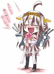 Rule 34 | 10s, 1girl, ahoge, bad id, bad pixiv id, bare shoulders, boots, brown hair, crying, detached sleeves, double bun, flower, hairband, headgear, japanese clothes, kantai collection, kongou (kancolle), long hair, nontraditional miko, personification, senmu (0107), solo, thigh boots, thighhighs, translated