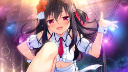 Rule 34 | 1girl, asa project, black hair, game cg, highres, looking at viewer, necktie, pov, red eyes, smile