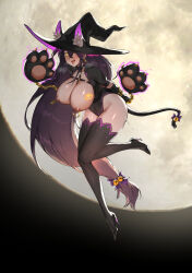 Rule 34 | 1girl, animal ear fluff, animal ears, animal hands, arms behind back, backlighting, bdsm, bell, between breasts, black choker, black footwear, black hair, black hat, black leotard, black thighhighs, blush, bound, bound arms, bow, breast tattoo, breasts, breasts out, cat ears, cat paws, cat tail, chain, chest harness, chinese commentary, choker, cleavage, commentary request, covered navel, crossed bangs, dawalixi, earrings, fake animal ears, fang, floating, full body, full moon, glint, gold chain, hair bell, hair between eyes, hair bow, hair ornament, halloween, harness, hat, hat with ears, heavy breathing, high heels, highleg, highleg leotard, highres, huge breasts, jack-o&#039;-lantern, jewelry, jingle bell, leaning forward, leg up, leotard, long hair, looking at viewer, low-tied long hair, monoglove, moon, night, nipple piercing, nipple rings, nipples, one eye covered, open mouth, original, outdoors, piercing, pumps, purple bow, pussy juice, short sleeves, sidelocks, smile, solo, strap between breasts, tail, tail bell, tail bow, tail ornament, tattoo, thighhighs, very long hair, witch hat, yellow eyes
