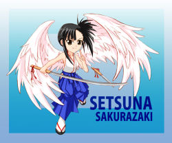 Rule 34 | 00s, 1girl, asymmetrical bangs, mahou sensei negima!, sakurazaki setsuna, solo, sword, weapon