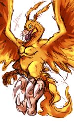 Rule 34 | birdramon, claws, digimon, digimon (creature), fire, highres, solo, wings