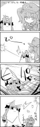 Rule 34 | 1girl, 4koma, ^^^, animal ears, backpack, bag, bow, braid, cat ears, cat tail, comic, commentary request, ghost, greyscale, hair bow, hat, highres, kaenbyou rin, kawashiro nitori, key, laser, laser pointer, laser pointer projection, monochrome, multiple tails, tail, tani takeshi, touhou, translation request, twin braids, twintails, yukkuri shiteitte ne, | |