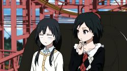 Rule 34 | 10s, 3girls, animated, animated gif, black hair, character request, lowres, multiple girls, roller coaster, shirobako
