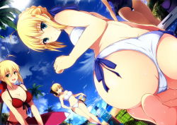 Rule 34 | 10s, 4girls, absurdres, ahoge, aqua eyes, artoria pendragon (all), artoria pendragon (fate), ass, ass focus, ball, barefoot, beachball, bikini, black one-piece swimsuit, blonde hair, blue sky, bottle, breasts, cameltoe, cleavage, cloud, day, fate/extra, fate/hollow ataraxia, fate/stay night, fate/unlimited codes, fate (series), green eyes, highres, jianren, looking at viewer, looking back, medium breasts, multiple girls, multiple persona, nero claudius (fate), nero claudius (fate) (all), nero claudius (fate/extra), official alternate costume, one-piece swimsuit, open mouth, red bikini, saber (fate), saber alter, saber lily, side-tie bikini bottom, sky, smile, swimsuit, thigh gap, white bikini