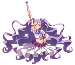 Rule 34 | 00s, 1girl, arm up, choker, detached sleeves, hair ornament, hand on own hip, long hair, magical girl, midriff, milk (yes! precure 5), milky rose, mimino kurumi, precure, purple eyes, purple hair, red eyes, skirt, solo, tasaka shinnosuke, yes! precure 5, yes! precure 5 gogo!