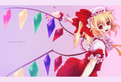 Rule 34 | 1girl, bad id, bad pixiv id, blonde hair, character name, fangs, female focus, flandre scarlet, futami kito, highres, nail polish, red eyes, red nails, smile, solo, touhou, wings
