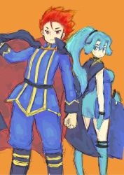 Rule 34 | blue eyes, blue hair, boots, breasts, cape, clair (pokemon), creatures (company), game freak, gloves, gym leader, lance (pokemon), nintendo, pants, pokemon, red eyes, red hair