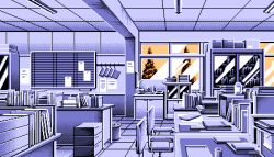 Rule 34 | 1990s (style), 5 jikanme no venus, chair, desk, fairy dust, game cg, indoors, lowres, no humans, office chair, pc98, pixel art, retro artstyle, swivel chair, tagme, window