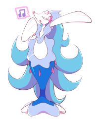 Rule 34 | absurdly long hair, artsy-rc, blue hair, colored skin, creatures (company), game freak, gen 7 pokemon, highres, long hair, nintendo, pokemon, pokemon (creature), pokemon sm, primarina, sea lion, very long hair, white skin