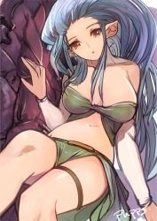 Rule 34 | 10s, 1girl, :o, bare shoulders, breasts, breasts apart, cleavage, collarbone, detached sleeves, dragon, female focus, granblue fantasy, large breasts, light purple hair, long hair, long sleeves, looking at viewer, navel, open mouth, orange eyes, pupps, simple background, solo, strapless, thigh strap, tiamat (granblue fantasy), very long hair, white background