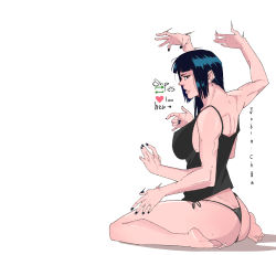 Rule 34 | 1girl, back, bare arms, bare legs, bare shoulders, barefoot, bikini, black hair, black nails, extra arms, female focus, from behind, from side, full body, hana hana no mi, highres, jobin chan, looking at viewer, nail polish, nico robin, one piece, seiza, short hair, simple background, sitting, solo, spaghetti strap, swimsuit, thick thighs, thighs, toenail polish, toenails, white background