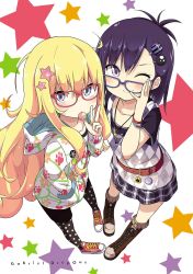 Rule 34 | 10s, 2girls, bespectacled, blonde hair, casual, gabriel dropout, glasses, highres, multiple girls, gabriel tenma white, vignette tsukinose april