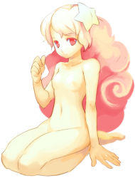 Rule 34 | kneeling, kuzui, long hair, lowres, nude, original, pink eyes, pink hair, simple background, solo, star (symbol)