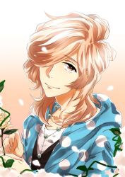 Rule 34 | 10s, 1boy, asahina louis, bad id, bad pixiv id, bishounen, blonde hair, brothers conflict, flower, hair over one eye, hood, hoodie, jewelry, long hair, male focus, necklace, smile, solo, yellow eyes