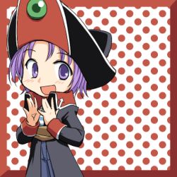 Rule 34 | :d, clapping, hat, jacket, lowres, open mouth, original, pirate, purple eyes, purple hair, regdic, smile, solo