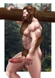 Rule 34 | 1boy, abs, absurdres, animal ears, back hair, bara, beard, blush, body fur, carrying over shoulder, carrying tree, completely nude, conrad (getonjbart), cum, cumdrip, erection, excessive pubic hair, facial hair, feet out of frame, fingernails, from side, getonjbart, girthy penis, hairy, highres, large pectorals, large testicles, long hair, looking at viewer, male focus, monster boy, muscular, muscular male, navel, navel hair, nipples, nude, original, pectorals, penis, profile, pubic hair, sharp fingernails, sideways glance, solo, stomach, testicles, thick arm hair, thick beard, thick chest hair, thick eyebrows, thick mustache, thick navel hair, thick testicle hair, thick thighs, thighs, uncensored, very hairy, walking, werewolf, wolf ears, woodcutter