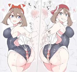 1girl artist_request buttjob creatures_(company) cum cum_on_ass cum_on_body ejaculation game_freak highres may_(pokemon) nintendo penis pokemon pokemon_oras pokemon_rse swimsuit