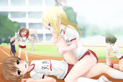 Rule 34 | 2boys, 4girls, akizuki ryo, androgynous, argentine backbreaker, asphyxiation, assisted stretching, backbreaker, bad id, bad pixiv id, blonde hair, blue eyes, blush, brother and sister, brown eyes, brown hair, buruma, crossdressing, day, femdom, frottage, green eyes, gym shorts, gym uniform, hetero, multiple boys, multiple girls, open mouth, original, outdoors, pain, running track, school uniform, short hair, shorts, siblings, strangling, stretching, tongue, translated, trap, twintails, wrestling, you&#039;re doing it wrong, yuki18r