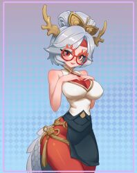 Rule 34 | 1girl, breasts, dragon horns, glasses, horns, large breasts, little blood, purah, solo, the legend of zelda, the legend of zelda: tears of the kingdom
