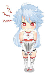 Rule 34 | 10s, 1girl, anger vein, angry, blanc (neptunia), blue hair, clenched teeth, female focus, from above, neptune (series), pontako (endless-summer-vac-book), red eyes, short hair with long locks, solo, tears, teeth, white heart (neptune)
