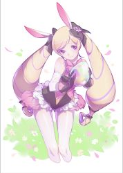 Rule 34 | 1girl, airrabbityan, animal ears, blonde hair, blush, rabbit ears, rabbit tail, elise (fire emblem), fake animal ears, fire emblem, fire emblem fates, fire emblem heroes, gloves, hair ribbon, long hair, looking at viewer, nintendo, playboy bunny, purple eyes, ribbon, simple background, smile, solo, tail, twintails, wrist cuffs