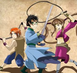 Rule 34 | chinese clothes, crossover, glasses, harry potter, harry potter (series), jian (weapon), kung fu, nunchucks, ron weasley, shaolin wuzang, sword, weapon, whip, wizarding world