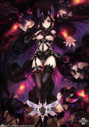 Rule 34 | 6+girls, :3, animal ears, baby succubus (mabinogi), black hair, breasts, bug, butterfly, cape, demon wings, highres, insect, large breasts, long hair, looking at viewer, mabinogi, multiple girls, olivia (yh), parted lips, pointy ears, purple eyes, smile, succubus queen (mabinogi), underboob, wings