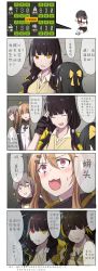 Rule 34 | 4koma, 5girls, black hair, blush, brown eyes, brown hair, chinese text, comic, commander (girls&#039; frontline), commander (girls&#039; frontline) (xiujia yihuizi), eyepatch, female commander (girls&#039; frontline), girls&#039; frontline, hair ornament, hairclip, heterochromia, highres, long hair, m16a1 (girls&#039; frontline), multicolored hair, multiple girls, red eyes, ro635 (girls&#039; frontline), siblings, simplified chinese text, sisters, streaked hair, translation request, twins, ump45 (girls&#039; frontline), ump9 (girls&#039; frontline), xiujia yihuizi, yellow eyes