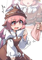 Rule 34 | 1girl, animal ears, bird ears, bird wings, blush, brown dress, brown hat, cellphone, clothes lift, dress, dress lift, frilled sleeves, frills, fun bo, hair between eyes, hat, holding, holding phone, lifting own clothes, long sleeves, mystia lorelei, open mouth, panties, phone, pink eyes, pink hair, pink panties, short hair, smartphone, solo, touhou, underwear, white wings, winged hat, wings