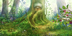 Rule 34 | 10s, flower, food, forest, fruit, hakumei to mikochi, highres, house, nature, no humans, official art, raspberry, ribs, scenery, table, tree