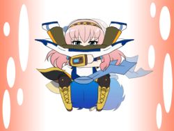 Rule 34 | 1boy, 1girl, animated, animated gif, aqua eyes, blue hair, blue scarf, chibi, double lariat (vocaloid), falling, kaito (vocaloid), mameshiba (pixiv 59310), megurine luka, piledriver (wrestling), pink hair, scarf, skirt, spinning, thighhighs, vocaloid, wrestling
