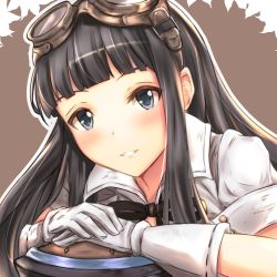 Rule 34 | 1girl, alisia0812, black hair, black ribbon, blunt bangs, character request, gloves, granblue fantasy, grey eyes, highres, long hair, looking at viewer, neck ribbon, parted lips, portrait, ribbon, short sleeves, solo, white gloves
