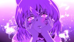 Rule 34 | 1girl, bad id, bad pixiv id, blush, female focus, hands on own cheeks, hands on own face, kyuuri ryou, letty whiterock, purple theme, solo, touhou, urikku1, yandere, yandere trance