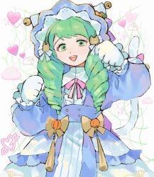 Rule 34 | 1girl, animal hands, cat paws, drill hair, fire emblem, fire emblem: three houses, fire emblem heroes, flayn (fire emblem), flayn (halloween) (fire emblem), green eyes, green hair, halloween, halloween costume, nintendo, official alternate costume, ohima17, open mouth, solo, teeth, turtleneck, twin drills, upper body, upper teeth only