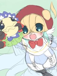 Rule 34 | blossomon, blue eyes, bow, bowtie, digimon, happy, mask, open mouth, puppet, sirenmon, smile