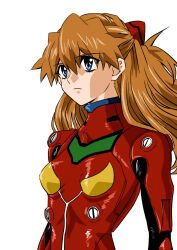 Rule 34 | 1girl, blue eyes, bodysuit, breasts, brown hair, eywy4324, hair between eyes, hair ornament, highres, long hair, lower body, neon genesis evangelion, pilot suit, plugsuit, red bodysuit, simple background, skin tight, skindentation, small breasts, solo, souryuu asuka langley, standing, two side up, white background