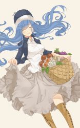 Rule 34 | 1girl, absurdres, bare shoulders, bird, blouse, blue eyes, blue hair, blue nails, bouquet, breasts, brown thighhighs, cleavage, collarbone, collared shirt, detached sleeves, deviantart username, dress, fairy tail, floating hair, flower, fur-trimmed headwear, fur trim, hair flower, hair ornament, highres, holding, holding bouquet, jewelry, juvia lockser, long hair, medium breasts, mushroom, nail polish, necklace, petals, rchella, red flower, shirt, simple background, sleeveless, sleeveless dress, smile, solo, standing, strapless, strapless dress, thighhighs, tumblr username, very long hair, wedding dress, white dress, white shirt, yellow flower
