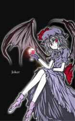 Rule 34 | 1girl, bat wings, cup, cupping glass, drinking glass, female focus, red eyes, remilia scarlet, solo, touhou, wine glass, wings