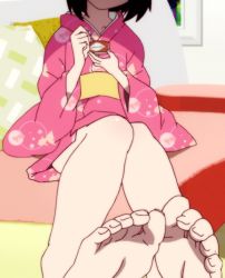 Rule 34 | 1girl, animated, animated gif, araragi tsukihi, barefoot, feet, feet together, monogatari (series), soles, toe scrunch, toes