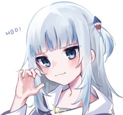 Rule 34 | 1girl, gawr gura, haskyyyyy1, highres, hololive, hololive english, looking at viewer, simple background, solo, tagme, virtual youtuber, white background