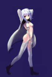 Rule 34 | 10s, 1girl, ankle boots, boots, breasts, carol (guilty crown), coat, drawfag, guilty crown, guilty crown lost christmas, high school dxd, open clothes, open coat, revealing clothes, short hair, sideboob, silver hair, small breasts, solo, thighhighs, toujou koneko, yellow eyes