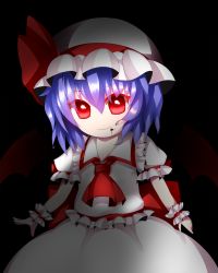 Rule 34 | 1girl, amenomurakumo26, ascot, bad id, bad pixiv id, bat wings, black background, blood, blood on face, blouse, blue hair, bow, collared shirt, cowboy shot, dress, facing viewer, fang, frilled dress, frilled hat, frilled shirt, frilled sleeves, frills, glowing, glowing eyes, hair between eyes, hat, hat bow, hat ribbon, highres, large bow, looking at viewer, mob cap, puffy sleeves, red eyes, remilia scarlet, ribbon, shadow, shirona (amenomurakumo26), shirt, short sleeves, simple background, skirt, skirt set, smile, solo, touhou, wings, wrist cuffs